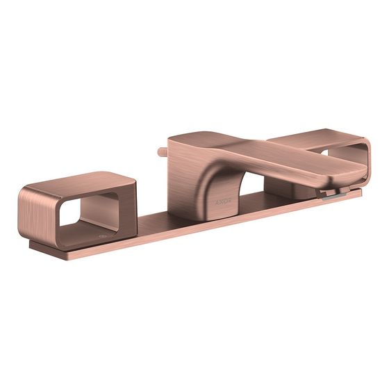 Hansgrohe AXOR Urquiola 3-Loch Waschtischarmatur 50mm, 5l/min, Platte, Zugstangen-Ablaufgarnitur, Brushed Red Gold