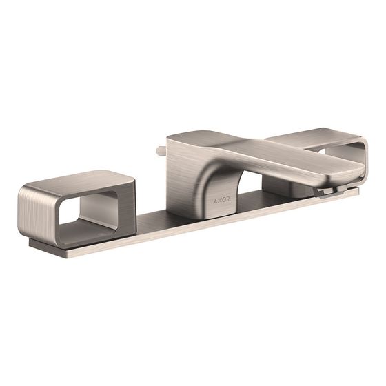 Hansgrohe AXOR Urquiola 3-Loch Waschtischarmatur 50mm, 5l/min, Platte, Zugstangen-Ablaufgarnitur, Edelstahl Optic