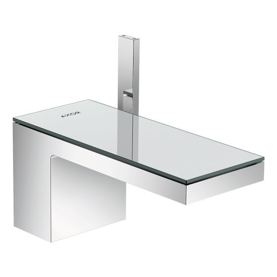 Hansgrohe AXOR MyEdition Einhebel-Waschtischmischer 70mm, 5l/min, Push-Open Ablaufgarnitur, Chrom/Spiegelglas