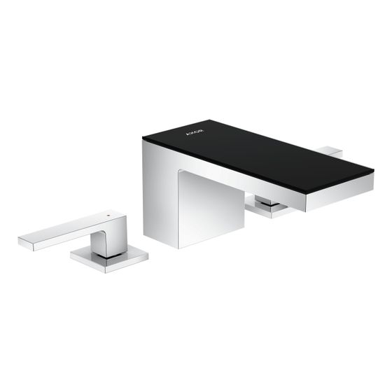 Hansgrohe AXOR MyEdition 3-Loch Waschtischarmatur 70mm, 5l/min, Push-Open Ablaufgarnitur, Chrom/Schwarzglas