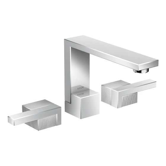 Hansgrohe AXOR Edge 3-Loch Waschtischarmatur 130mm, 5l/min, Push-Open Ablaufgarnitur, Diamantschliff, Chrom