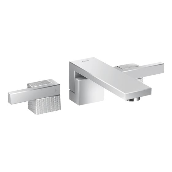 Hansgrohe AXOR Edge 3-Loch Waschtischarmatur UP, 5l/min, für Wandm., Ausl. 190mm, Push-Open, Diamantschliff, Chrom