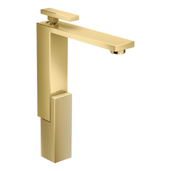 Hansgrohe AXOR Edge Einhebel-Waschtischmischer 280mm, 5l/min, für AWT, Push-Open, Diamantschliff, Polished Gold Optic