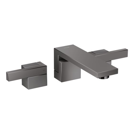 Hansgrohe AXOR Edge 3-Loch Waschtischarmatur UP 5l/min für Wandm., Ausl. 190mm Push-Open, Diamantschliff, Polished Black Chrome
