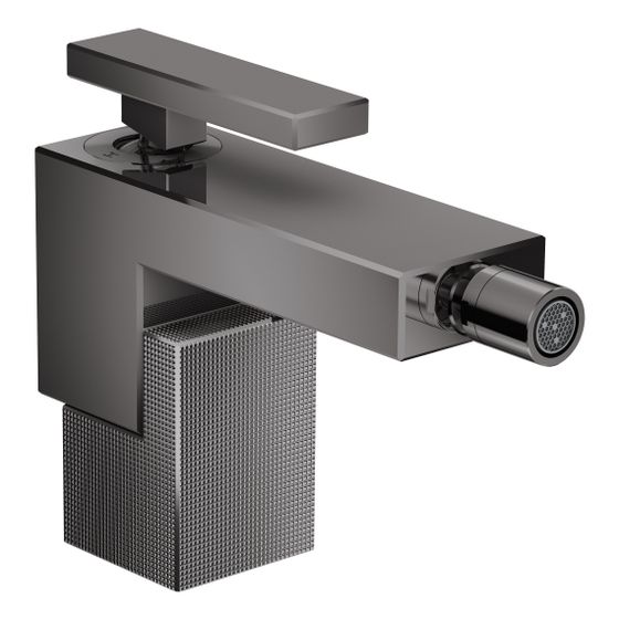 Hansgrohe AXOR Edge Einhebel-Bidetmischer, 7l/min, Push-Open Ablaufgarnitur, Diamantschliff, Polished Black Chrome