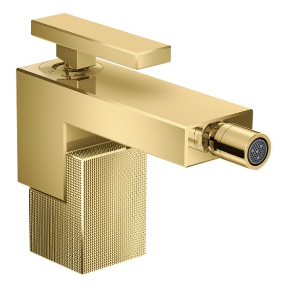 Hansgrohe AXOR Edge Einhebel-Bidetmischer, 7l/min, Push-Open Ablaufgarnitur, Diamantschliff, Polished Gold Optic