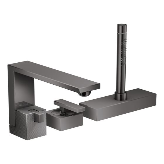 Hansgrohe AXOR Edge 3-Loch Einhebel-Wannenrandmischer, 20l/min, Diamantschliff, Polished Black Chrome