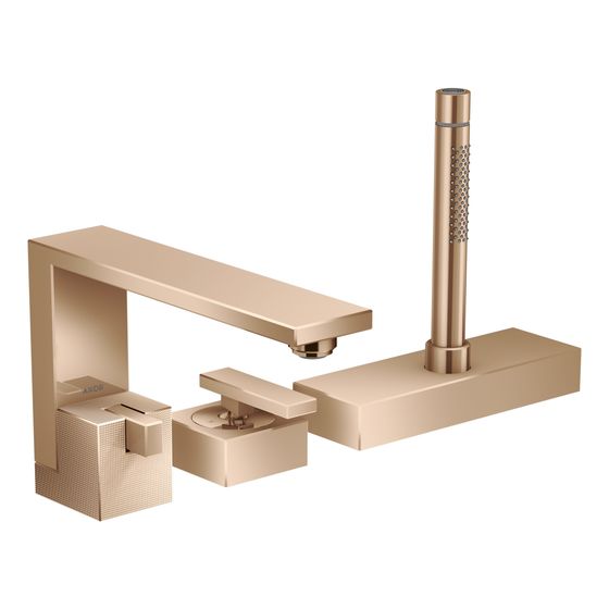 Hansgrohe AXOR Edge 3-Loch Einhebel-Wannenrandmischer, 20l/min, Diamantschliff, Polished Red Gold