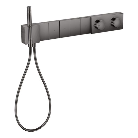 Hansgrohe AXOR Edge Thermostatmodul Select 680x100mm, Unterputz, 38l/min, für 5 Verb., Diamantschliff, Polished Black Chrome