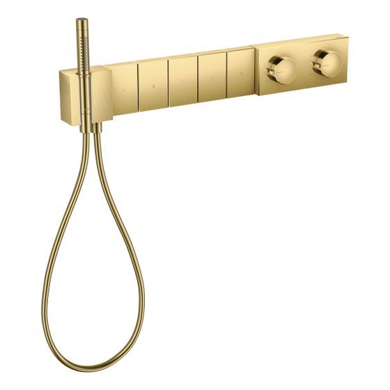 Hansgrohe AXOR Edge Thermostatmodul Select 680x100mm, Unterputz, 38l/min, für 5 Verb., Diamantschliff, Polished Gold Optic