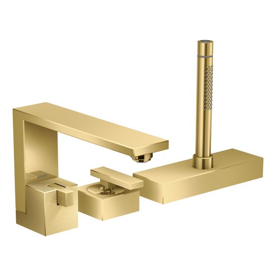 Hansgrohe AXOR Edge 3-Loch Einhebel-Wannenrandmischer, 20l/min, Diamantschliff, Polished Gold Optic