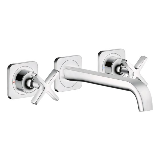 Hansgrohe AXOR Citterio E 3-Loch Waschtischarmatur Unterputz für Wandmontage, Auslauf 220mm, Rosetten, Chrom