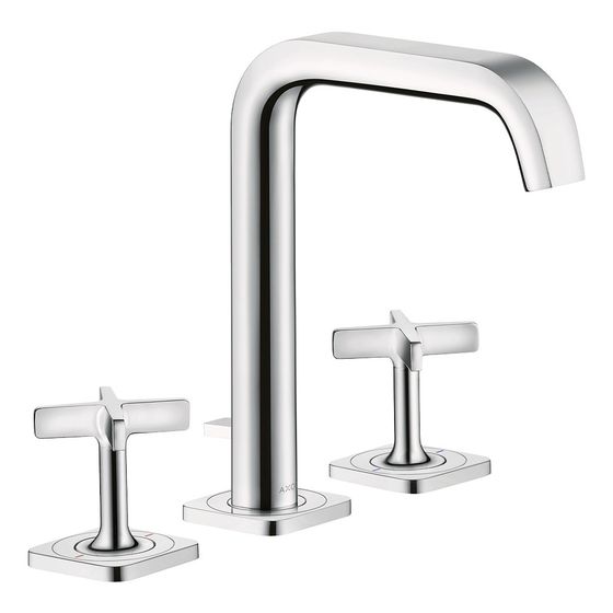 Hansgrohe AXOR Citterio E 3-Loch Waschtischarmatur ComfortZone 170, Rosetten, Zugstangen-Ablaufgarnitur, Chrom