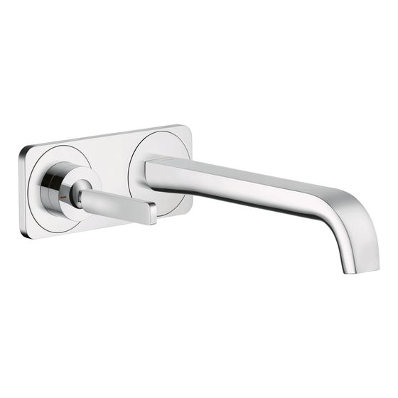 Hansgrohe AXOR Citterio E Einhebel-Waschtischmischer UP, Pin-Griff, Platte, Auslauf 221mm für Wandmontage, Chrom