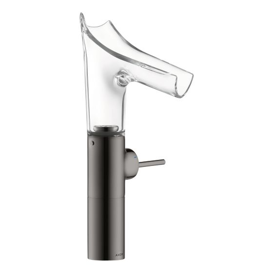 Hansgrohe AXOR Starck V Einhebel-Waschtischmischer 220mm, 4l/min, Glasauslauf für AWT, Ablaufgarnitur, Polished Black Chrome