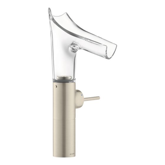 Hansgrohe AXOR Starck V Einhebel-Waschtischmischer 220mm, 4l/min, Glasauslauf für AWT, Ablaufgarnitur, Brushed Nickel