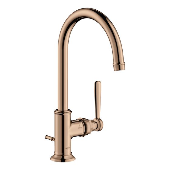 Hansgrohe AXOR Montreux Einhebel-Waschtischmischer 210mm, 5l/min, Hebelgriff, Zugstangen-Ablaufgarnitur, Polished Red Gold