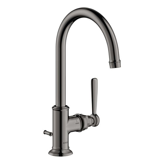 Hansgrohe AXOR Montreux Einhebel-Waschtischmischer 210mm, 5l/min, Hebelgriff, Zugstangen-Ablaufgarnitur, Polished Black Chrome
