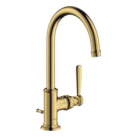 Hansgrohe AXOR Montreux Einhebel-Waschtischmischer 210mm, 5l/min, Hebelgriff, Zugstangen-Ablaufgarnitur, Polished Gold Optic