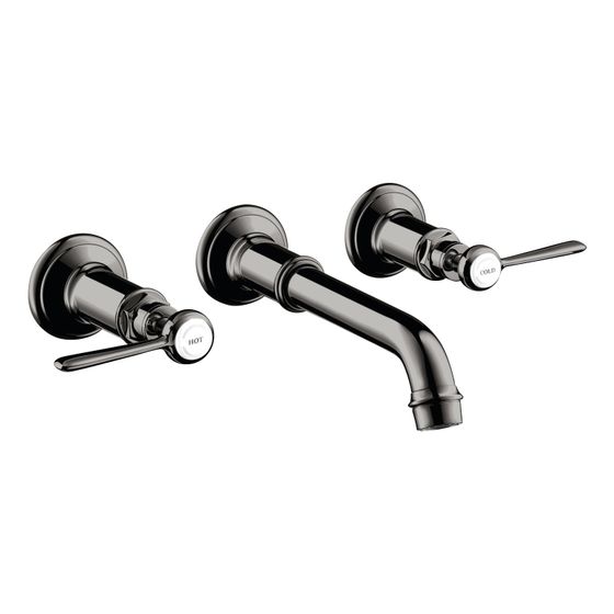 Hansgrohe AXOR Montreux 3-Loch Waschtischarmatur UP, 5l/min, für Wandm., Auslauf 165-225mm, Hebelgriff, Polished Black Chrome