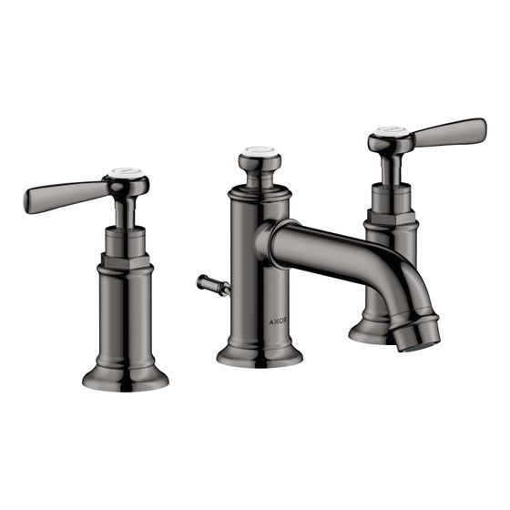 Hansgrohe AXOR Montreux 3-Loch Waschtischarmatur 30mm, 5l/min, Hebelgriff, Zugstangen-Ablaufgarnitur, Polished Black Chrome