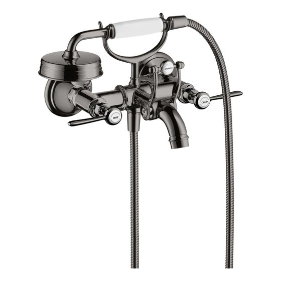 Hansgrohe AXOR Montreux 2-Griff Wannenarmatur Aufputz, 20l/min, Hebelgriff, Polished Black Chrome