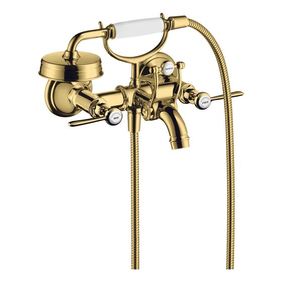 Hansgrohe AXOR Montreux 2-Griff Wannenarmatur Aufputz, 20l/min, Hebelgriff, Polished Gold Optic