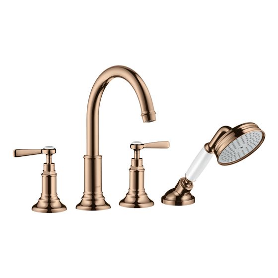 Hansgrohe AXOR Montreux 4-Loch Fliesenrandarmatur, 21l/min, Hebelgriff, Polished Red Gold