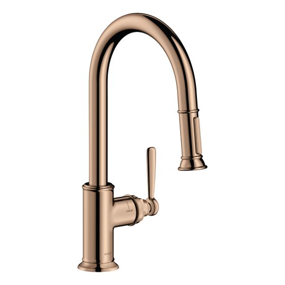 Hansgrohe AXOR Montreux Einhebel-Küchenmischer 180mm, 9l/min, Ausziehbrause, Polished Red Gold