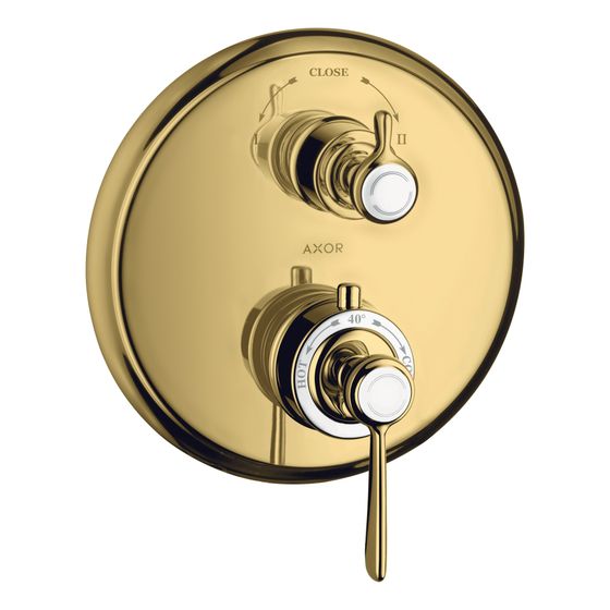 Hansgrohe AXOR Montreux Thermostat Unterputz, 29l/min, Hebelgriff, Ab- und Umstellventil, Polished Gold Optic