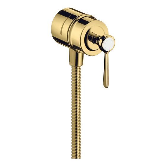 Hansgrohe AXOR Montreux Wandanschluss Stop, Rückflussverhinderer, Absperrventil, Hebelgriff, DN 15, Polished Gold Optic