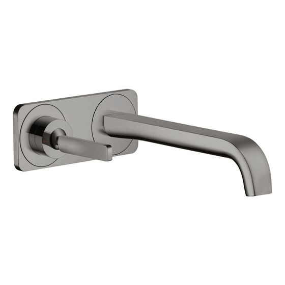 Hansgrohe AXOR Citterio E Einhebel-Waschtischmischer UP Pin-Griff, Platte, Auslauf 221mm für Wandmontage, Polished Black Chrome