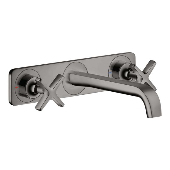 Hansgrohe AXOR Citterio E 3-Loch Waschtischarmatur Unterputz für Wandmontage, Auslauf 220mm, Platte, Polished Black Chrome