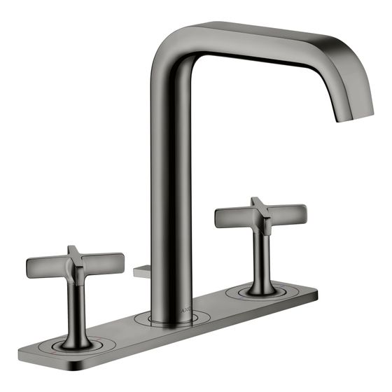 Hansgrohe AXOR Citterio E 3-Loch Waschtischarmatur ComfortZone 170, Platte, Zugstangen-Ablaufgarnitur, Polished Black Chrome