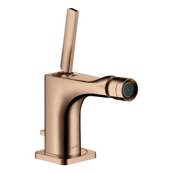 Hansgrohe AXOR Einhebel-Bidetmischer Citterio E, Pin-Griff, Zugstangen-Ablaufgarnitur, Polished Red Gold