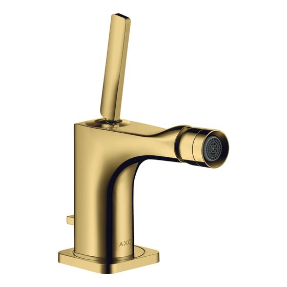 Hansgrohe AXOR Einhebel-Bidetmischer Citterio E, Pin-Griff, Zugstangen-Ablaufgarnitur, Polished Gold Optic