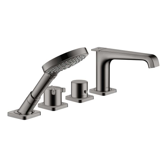 Hansgrohe AXOR Citterio E 4-Loch Fliesenrandarmatur, Thermostat, 2 Verbraucher, Polished Black Chrome