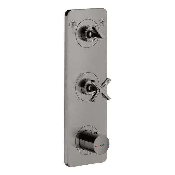 Hansgrohe AXOR Citterio E Thermostatmodul 380x120mm, UP, DN 20, für 2 Verbraucher, Platte, Polished Black Chrome