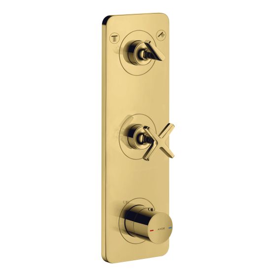 Hansgrohe AXOR Citterio E Thermostatmodul 380x120mm, UP, DN 20, für 2 Verbraucher, Platte, Polished Gold Optic