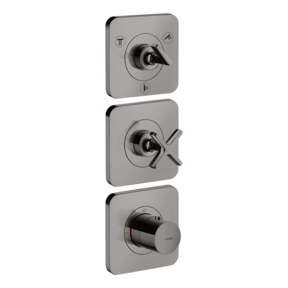 Hansgrohe AXOR Citterio E Thermostatmodul 380x120mm, UP, DN 20, für 3 Verbraucher, Rosetten, Polished Black Chrome