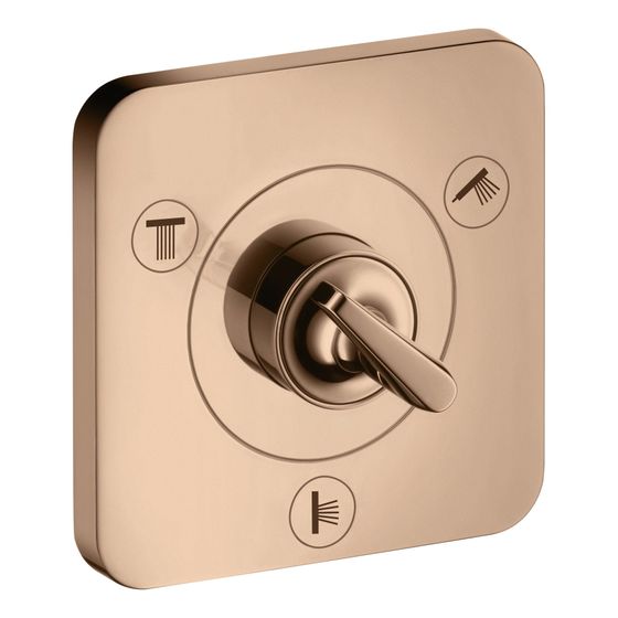 Hansgrohe AXOR Ab- und Umstellventil Citterio E Trio, Quattro 120x120mm, UP, DN 15, Polished Red Gold