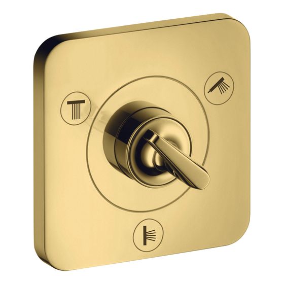 Hansgrohe AXOR Ab- und Umstellventil Citterio E Trio, Quattro 120x120mm, UP, DN 15, Polished Gold Optic