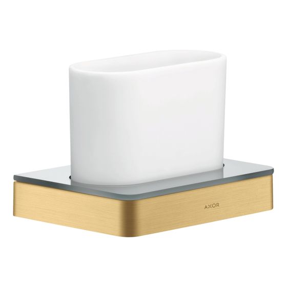 Hansgrohe AXOR Universal Softsquare Zahnputzbecher, Wandmontage, Metall/Glas, Brushed Gold Optic