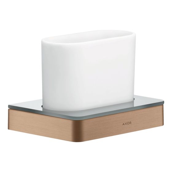 Hansgrohe AXOR Universal Softsquare Zahnputzbecher, Wandmontage, Metall/Glas, Brushed Red Gold