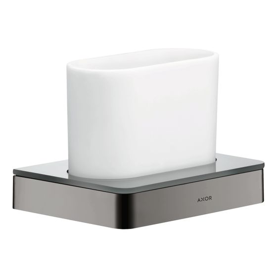 Hansgrohe AXOR Universal Softsquare Zahnputzbecher, Wandmontage, Metall/Glas, Polished Black Chrome