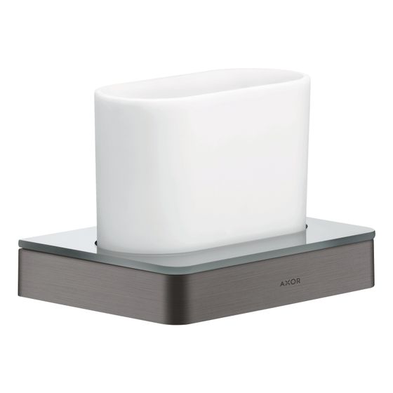 Hansgrohe AXOR Universal Softsquare Zahnputzbecher, Wandmontage, Metall/Glas, Brushed Black Chrome