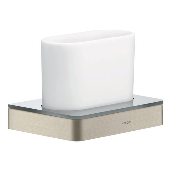 Hansgrohe AXOR Universal Softsquare Zahnputzbecher, Wandmontage, Metall/Glas, Brushed Nickel
