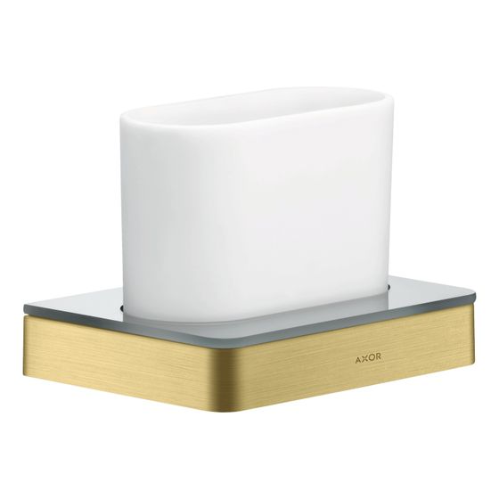 Hansgrohe AXOR Universal Softsquare Zahnputzbecher, Wandmontage, Metall/Glas, Brushed Brass