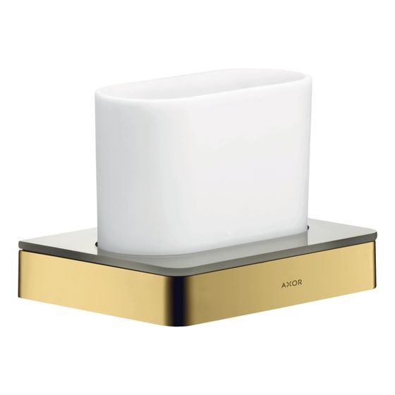 Hansgrohe AXOR Universal Softsquare Zahnputzbecher, Wandmontage, Metall/Glas, Polished Gold Optic