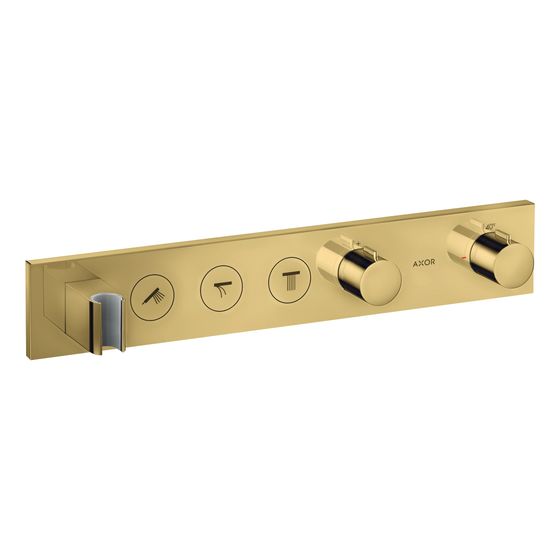 Hansgrohe AXOR ShowerSolutions Thermostatmodul Select 530x90mm, Unterputz für 3 Verbraucher, Polished Gold Optic